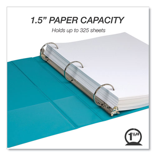 Picture of Earth's Choice Plant-Based Economy Round Ring View Binders, 3 Rings, 1.5" Capacity, 11 x 8.5, Teal, 2/Pack