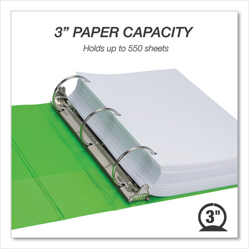 Picture of Earth's Choice Plant-Based Economy Round Ring View Binders, 3 Rings, 3" Capacity, 11 x 8.5, Lime, 2/Pack