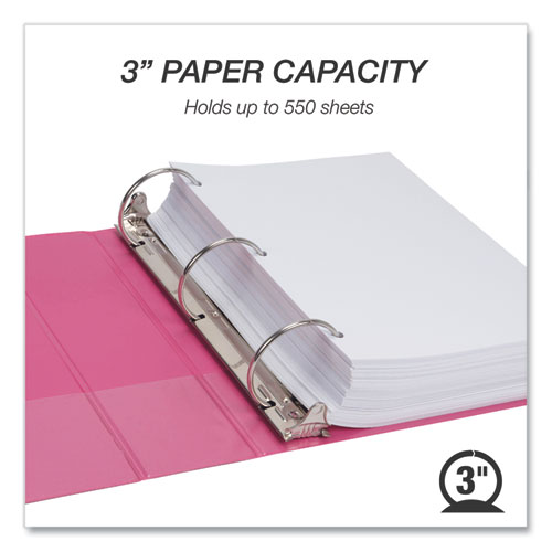 Picture of Earth's Choice Plant-Based Economy Round Ring View Binders, 3 Rings, 3" Capacity, 11 x 8.5, Pink, 2/Pack