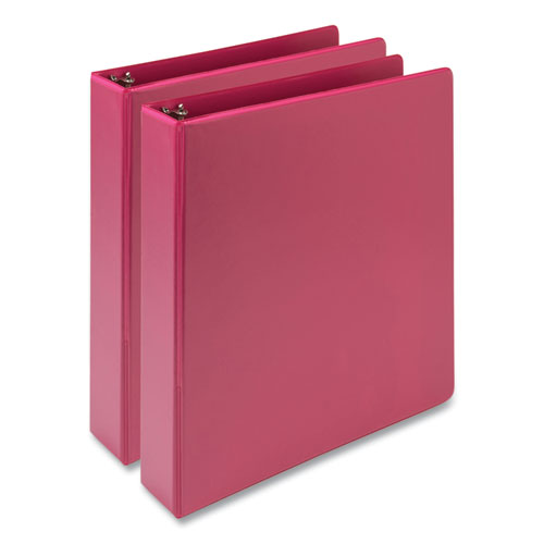 Picture of Earth's Choice Plant-Based Economy Round Ring View Binders, 3 Rings, 1.5" Capacity, 11 x 8.5, Pink, 2/Pack