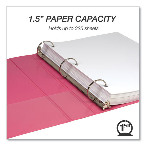 Picture of Earth's Choice Plant-Based Economy Round Ring View Binders, 3 Rings, 1.5" Capacity, 11 x 8.5, Pink, 2/Pack