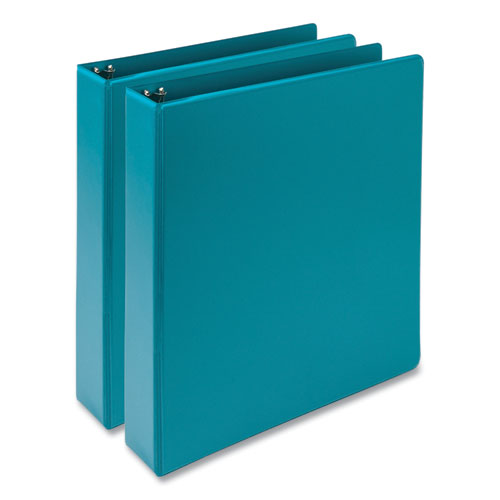 Picture of Earth's Choice Plant-Based Economy Round Ring View Binders, 3 Rings, 1.5" Capacity, 11 x 8.5, Teal, 2/Pack