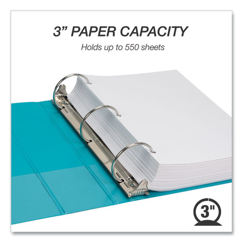 Picture of Earth's Choice Plant-Based Economy Round Ring View Binders, 3 Rings, 3" Capacity, 11 x 8.5, Teal, 2/Pack