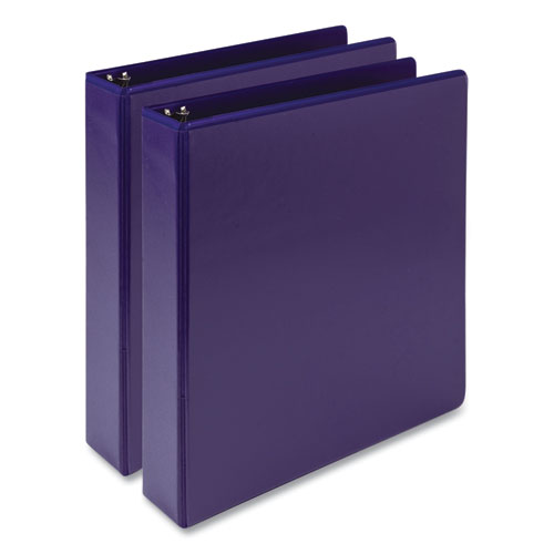 Picture of Earth's Choice Plant-Based Economy Round Ring View Binders, 3 Rings, 1.5" Capacity, 11 x 8.5, Purple, 2/Pack