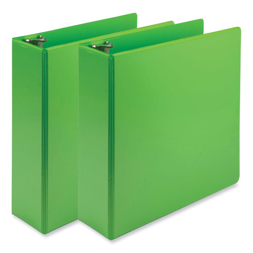 Picture of Earth's Choice Plant-Based Economy Round Ring View Binders, 3 Rings, 3" Capacity, 11 x 8.5, Lime, 2/Pack