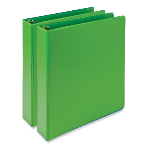 Picture of Earth's Choice Plant-Based Economy Round Ring View Binders, 3 Rings, 1.5" Capacity, 11 x 8.5, Lime, 2/Pack