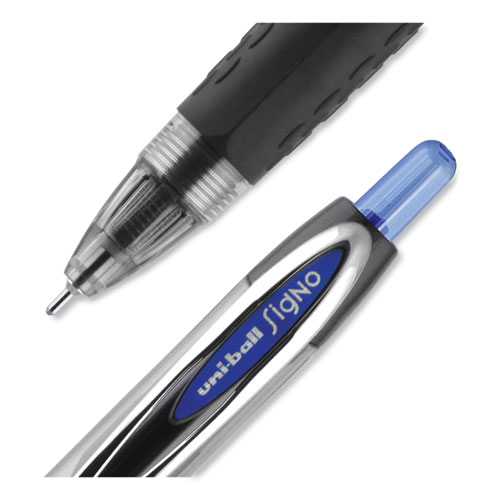 Picture of Signo 207 Needle Point Gel Pen, Retractable, Medium 0.7 mm, Blue Ink, Clear/Black/Blue Barrel, Dozen