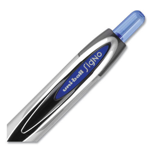 Picture of Signo 207 Needle Point Gel Pen, Retractable, Medium 0.7 mm, Blue Ink, Clear/Black/Blue Barrel, Dozen