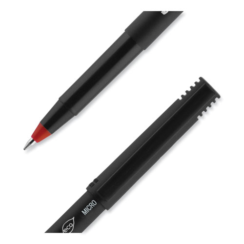 Picture of ONYX Roller Ball Pen, Stick, Extra-Fine 0.5 mm, Red Ink, Black/Red Barrel, Dozen