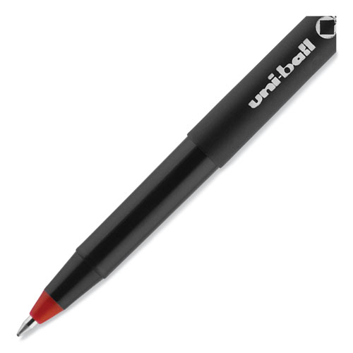 Picture of ONYX Roller Ball Pen, Stick, Extra-Fine 0.5 mm, Red Ink, Black/Red Barrel, Dozen