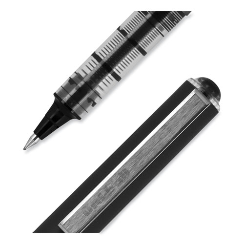 Picture of VISION Roller Ball Pen, Stick, Extra-Fine 0.5 mm, Black Ink, Gray/Black/Clear Barrel, Dozen