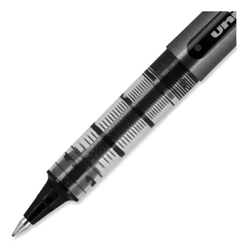 Picture of VISION Roller Ball Pen, Stick, Extra-Fine 0.5 mm, Black Ink, Gray/Black/Clear Barrel, Dozen