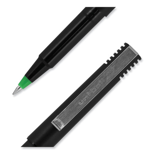 Picture of Roller Ball Pen, Stick, Extra-Fine 0.5 mm, Green Ink, Black/Green Barrel, Dozen