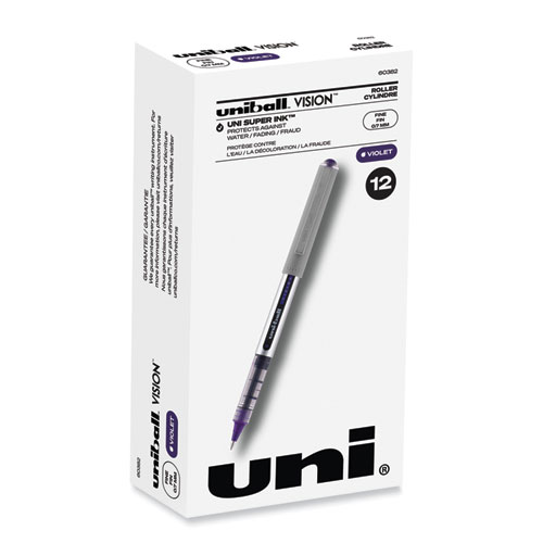 Picture of VISION Roller Ball Pen, Stick, Fine 0.7 mm, Violet Ink, Silver/Violet/Clear Barrel, Dozen