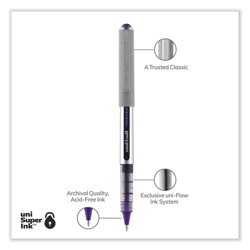 Picture of VISION Roller Ball Pen, Stick, Fine 0.7 mm, Violet Ink, Silver/Violet/Clear Barrel, Dozen