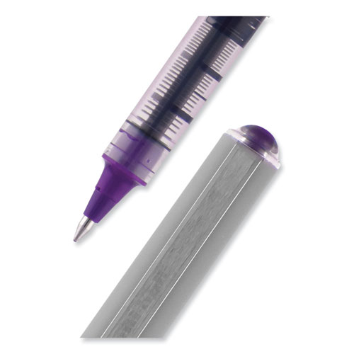 Picture of VISION Roller Ball Pen, Stick, Fine 0.7 mm, Violet Ink, Silver/Violet/Clear Barrel, Dozen