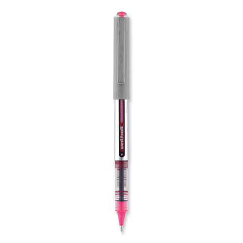 Picture of VISION Roller Ball Pen, Stick, Fine 0.7 mm, Pink Ink, Silver/Pink/Clear Barrel, Dozen