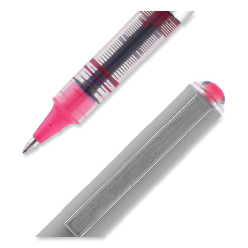 Picture of VISION Roller Ball Pen, Stick, Fine 0.7 mm, Pink Ink, Silver/Pink/Clear Barrel, Dozen