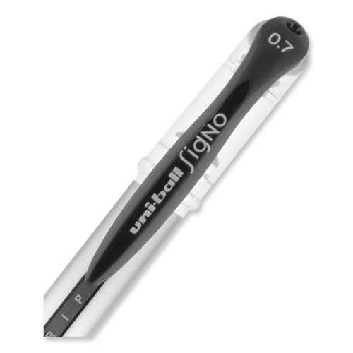 Picture of Signo GRIP Gel Pen, Stick, Medium 0.7 mm, Black Ink, Clear/Black/Silver Barrel, Dozen