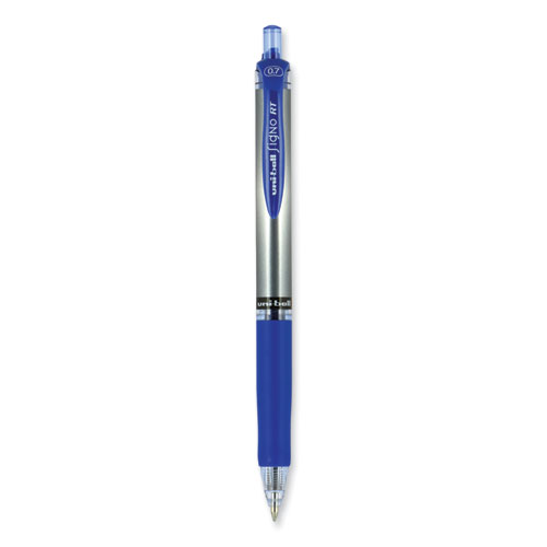 Picture of Signo Gel Pen, Retractable, Medium 0.7 mm, Blue Ink, Silver/Blue Barrel, Dozen