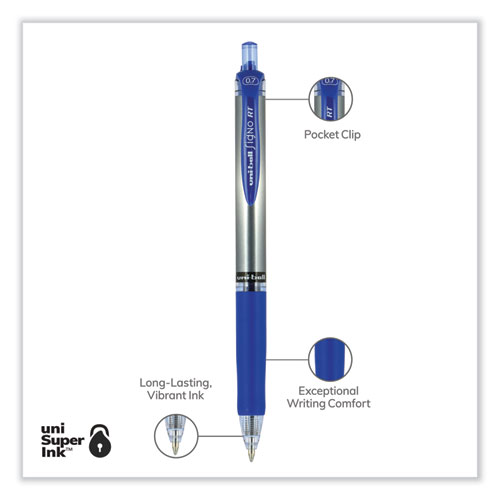 Picture of Signo Gel Pen, Retractable, Medium 0.7 mm, Blue Ink, Silver/Blue Barrel, Dozen