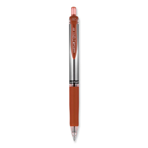 Picture of Signo Gel Pen, Retractable, Medium 0.7 mm, Red Ink, Silver/Red Barrel, Dozen