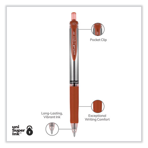 Picture of Signo Gel Pen, Retractable, Medium 0.7 mm, Red Ink, Silver/Red Barrel, Dozen