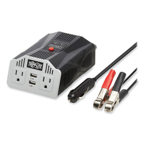 Picture of PowerVerter Ultra-Compact Car Inverter, 400 W, Two AC Outlets/Two USB Ports, 3.1 A