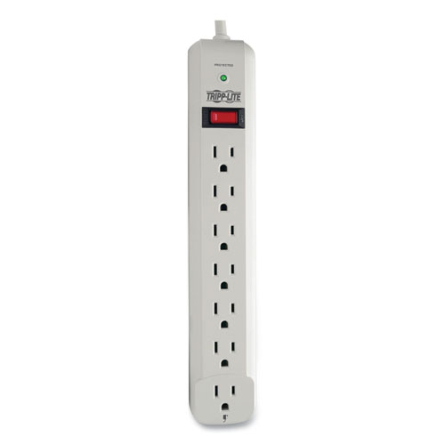 Picture of Protect It! Surge Protector, 7 AC Outlets, 6 ft Cord, 1,080 J, Light Gray