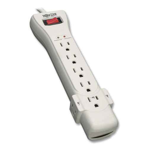 Picture of Protect It! Surge Protector, 7 AC Outlets, 7 ft Cord, 2,160 J, Light Gray