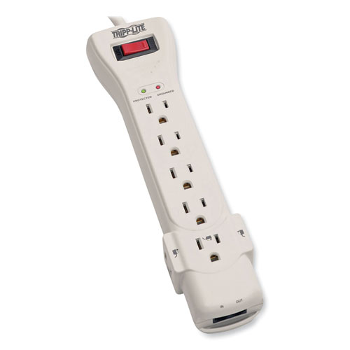 Picture of Protect It! Surge Protector, 7 AC Outlets, 15 ft Cord, 2,520 J, Light Gray