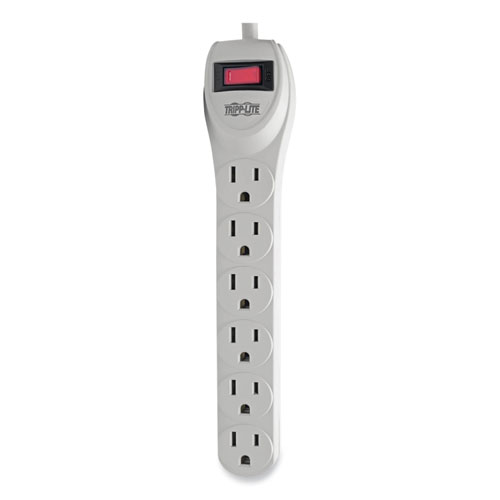 Picture of Protect It! Home Computer Surge Protector, 6 AC Outlets, 2 ft Cord, 180 J, Light Gray