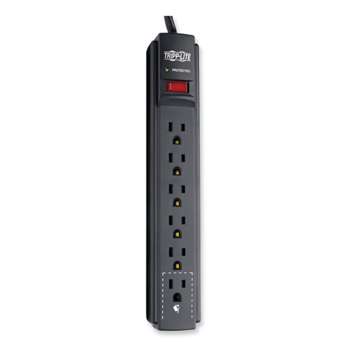 Picture of Protect It! Surge Protector, 6 AC Outlets, 6 ft Cord, 790 J, Black