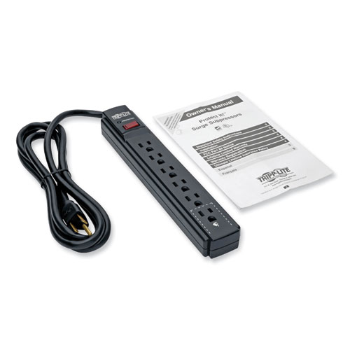 Picture of Protect It! Surge Protector, 6 AC Outlets, 6 ft Cord, 790 J, Black