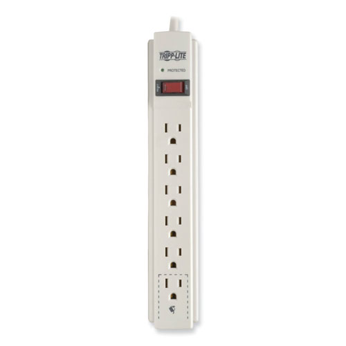 Picture of Protect It! Surge Protector, 6 AC Outlets, 6 ft Cord, 790 J, Light Gray