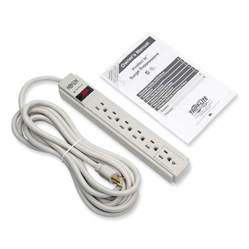 Picture of Protect It! Surge Protector, 6 AC Outlets, 15 ft Cord, 790 J, Light Gray