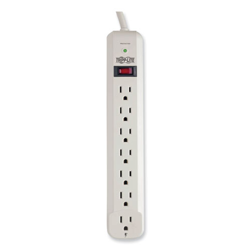 Picture of Protect It! Surge Protector, 7 AC Outlets, 12 ft Cord, 1,080 J, Light Gray