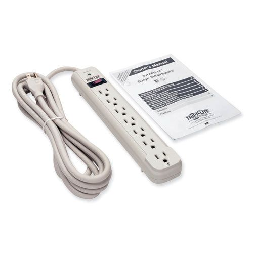 Picture of Protect It! Surge Protector, 7 AC Outlets, 12 ft Cord, 1,080 J, Light Gray