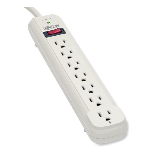 Picture of Protect It! Surge Protector, 7 AC Outlets, 25 ft Cord, 1,080 J, Light Gray