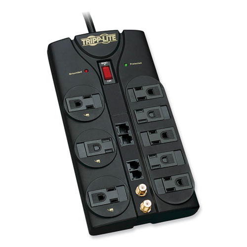 Picture of Protect It! Surge Protector, 8 AC Outlets, 10 ft Cord, 3,240 J, Black