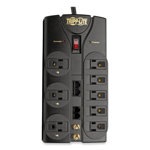 Picture of Protect It! Surge Protector, 8 AC Outlets, 10 ft Cord, 3,240 J, Black