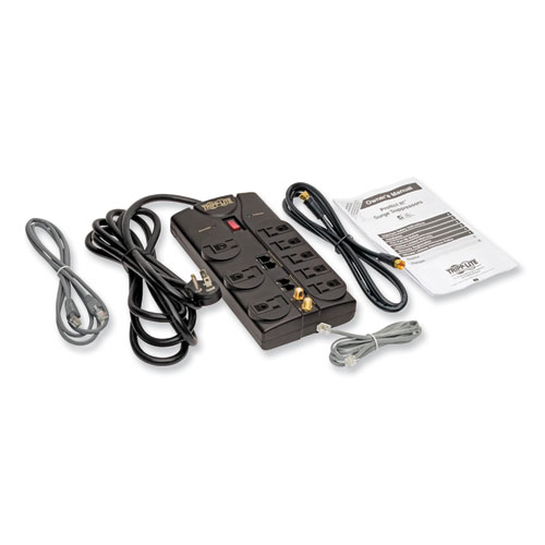 Picture of Protect It! Surge Protector, 8 AC Outlets, 10 ft Cord, 3,240 J, Black