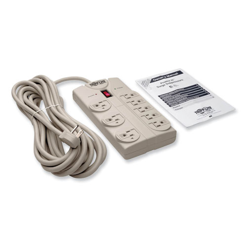 Picture of Protect It! Surge Protector, 8 AC Outlets, 25 ft Cord, 1,440 J, Light Gray