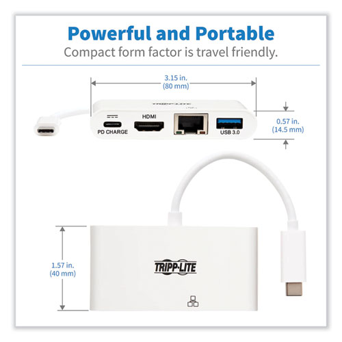 Picture of 4K Dock with Charging and Ethernet, USB C/4K HDMI/USB A/PD Charging, White