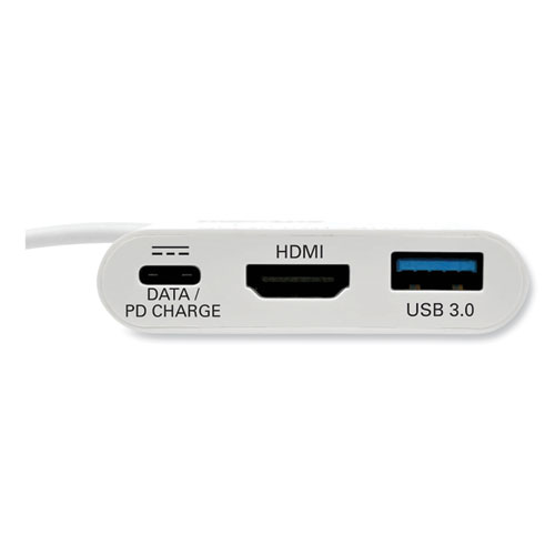 Picture of USB 3.1 Gen 1 USB-C to HDMI 4K Adapter, USB-A/USB-C PD Charging Ports, 3", White