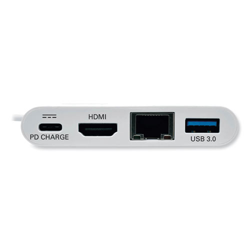 Picture of USB 3.1 Gen 1 USB-C to HDMI Adapter, USB-A/USB-C PD Charging/Gigabit Ethernet, 3", White