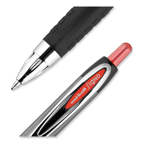 Picture of Signo 207 Gel Pen, Retractable, Medium 0.7 mm, Red Ink, Smoke/Black/Red Barrel, Dozen