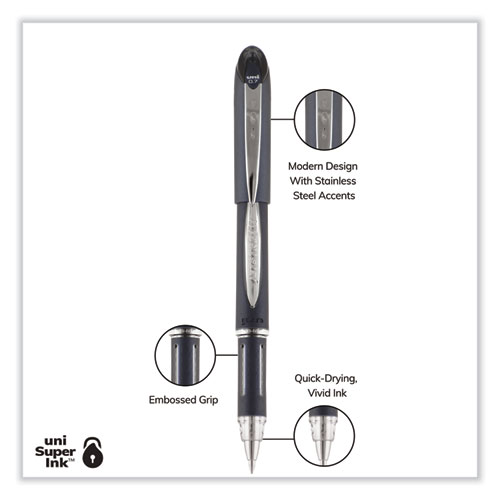 Picture of Jetstream Hybrid Gel Pen, Stick, Fine 0.7 mm, Black Ink, Black/Silver Barrel