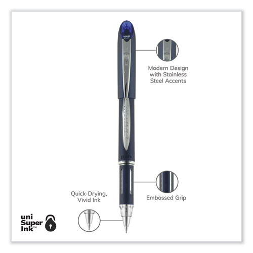 Picture of Jetstream Hybrid Gel Pen, Stick, Fine 0.7 mm, Blue Ink, Blue/Silver Barrel