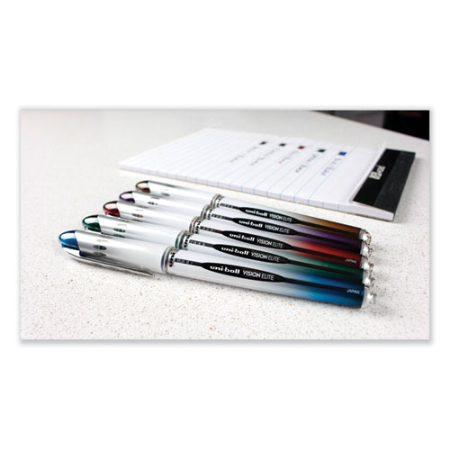 Picture of VISION ELITE Hybrid Gel Pen, Stick, Bold 0.8 mm, Blue-Infused Black Ink, White/Blue/Clear Barrel